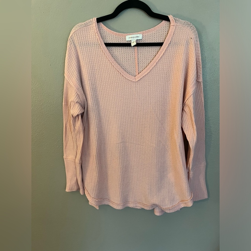 Vintage America - Baby Pink Thermal Long Sleeve